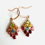 925 Sterling Silver 18kt Rose Gold Plated Earrings Crystal Gemstone Mix Sapphires - Ai NeDefault Category