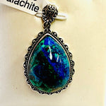925 Sterling Silver Azurite Malachite Crystal Gemstone Pendant - Ai NeDefault Category