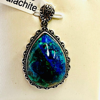 925 Sterling Silver Azurite Malachite Crystal Gemstone Pendant - Ai NeDefault Category