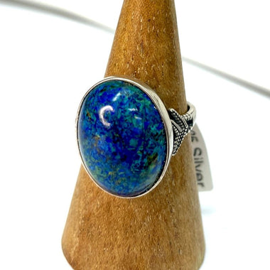 925 Sterling Silver Azurite Malachite Crystal Gemstone Ring Oval Shaped - Ai NeDefault Category