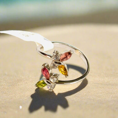 925 Sterling Silver Butterly Tourmaline Crystal Ring | Balance Protection Grounding - Ai NeDefault Category