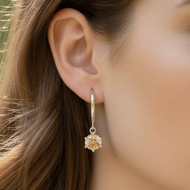 925 Sterling Silver Drop Earrings Crystal Citrine - Ai NeDefault Category
