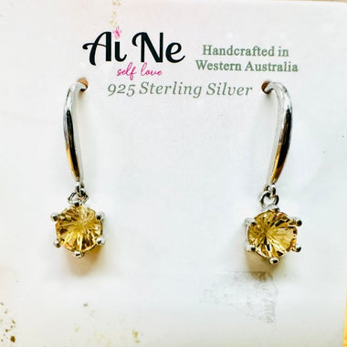 925 Sterling Silver Drop Earrings Crystal Citrine - Ai NeDefault Category