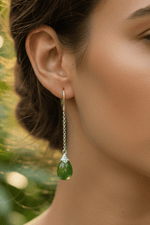 925 Sterling Silver Drop Jade Crystal Earring | Harmony Prosperity Protection - Ai NeDefault Category