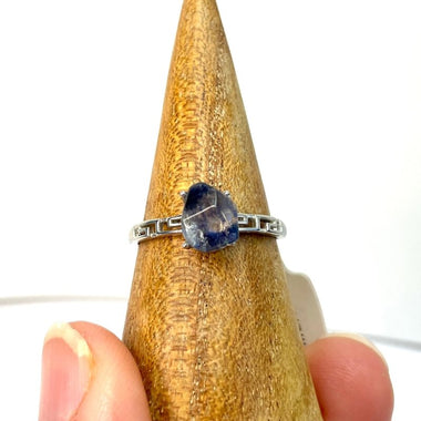 925 Sterling Silver Dumortierite Crystal Ring Adjustable size - Ai NeJewellery