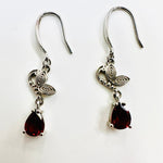 925 Sterling Silver Earrings Crystal Gemstone Red Garnet - Ai NeDefault Category