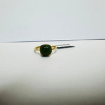 925 Sterling Silver Gold Plated Cushion Cut Jade Crystal Ring - Luck, Prosperity & Health - Ai NeDefault Category