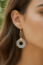 925 Sterling Silver Gold Plated Jade Crystal Earring | Harmony Prosperity Protection - Ai NeDefault Category