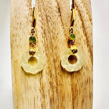 925 Sterling Silver Gold Plated Jade Crystal Earring | Harmony Prosperity Protection - Ai NeDefault Category