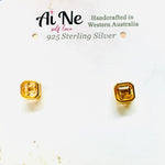 925 Sterling Silver Gold Plated Stud Earrings Crystals Citrine - Ai NeDefault Category