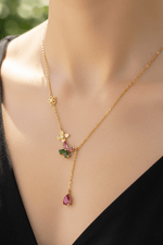 925 Sterling Silver Gold Plated Tourmaline Crystal Necklace | Balance Protection Grounding - Ai NeDefault Category