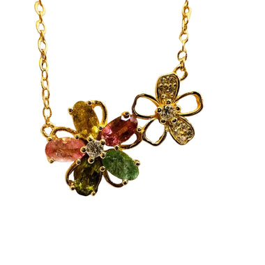 925 Sterling Silver Gold Plated Tourmaline Crystal Necklace | Balance Protection Grounding - Ai NeDefault Category