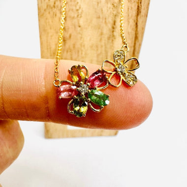 925 Sterling Silver Gold Plated Tourmaline Crystal Necklace | Balance Protection Grounding - Ai NeDefault Category