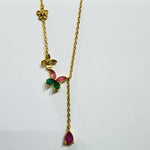 925 Sterling Silver Gold Plated Tourmaline Crystal Necklace | Balance Protection Grounding - Ai NeDefault Category
