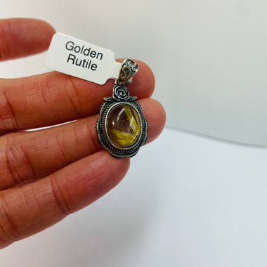 925 Sterling Silver Golden Rutile Crystal Pendant - Ai NeGifts & Crystals