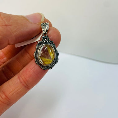 925 Sterling Silver Golden Rutile Crystal Pendant - Ai NeGifts & Crystals