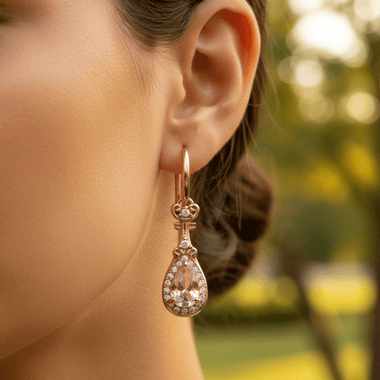 925 Sterling Silver Hook Earrings Crystal Gemstone Pink Morganite - Ai NeDefault Category