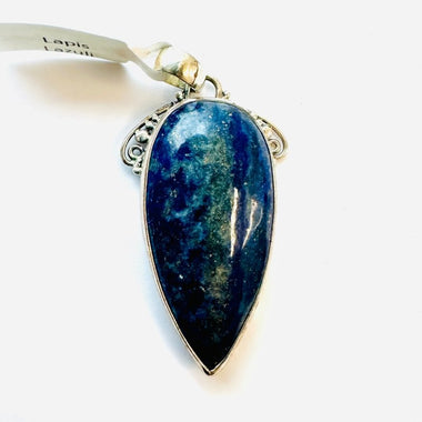 925 Sterling Silver Large Drop Shaped Lapis Lazuli Crystal Pendant - Ai NeGifts & Crystals