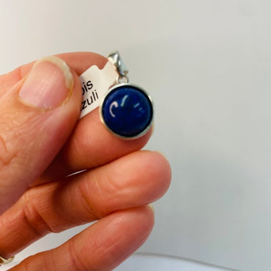 925 Sterling Silver Large Round Lapis Lazuli Crystal Pendant - Ai NeGifts & Crystals
