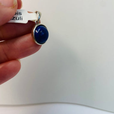 925 Sterling Silver Large Round Lapis Lazuli Crystal Pendant - Ai NeGifts & Crystals