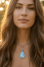 925 Sterling Silver Larimar Drop Crystal Pendant | Soothing - Ai NeDefault Category