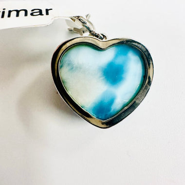 925 Sterling Silver Larimar Heart Crystal Pendant | Soothing - Ai NeDefault Category