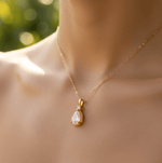 925 Sterling Silver Moonstone Gold Plated Faceted Drop Crystal Pendant and Necklace - Ai NeJewellery