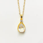 925 Sterling Silver Moonstone Gold Plated Faceted Drop Crystal Pendant and Necklace - Ai NeJewellery