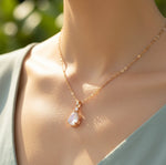 925 Sterling Silver Moonstone Rose Gold Plated Crystal Pendant - Ai NeJewellery