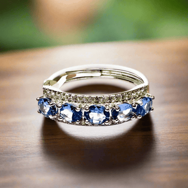 925 Sterling Silver Oval Shaped Authentic Tanzanite Crystal Ring | Spiritual Awareness Intuition Transformation - Ai NeDefault Category