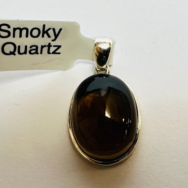 925 Sterling Silver Oval Shaped Smoky Quartz Crystal Pendant | Grounding Protection Balance - Ai NeDefault Category