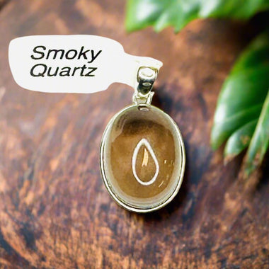 925 Sterling Silver Oval Shaped Smoky Quartz Crystal Pendant | Grounding Protection Balance - Ai NeDefault Category