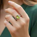 925 Sterling Silver Peridot Crystal Gemstone Ring | Healing  Renewal  Protection