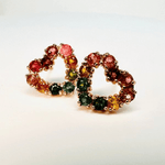 925 Sterling Silver Rose Gold Plated Heart Tourmaline Crystal Earring | Balance Protection Grounding - Ai NeDefault Category