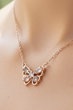 925 Sterling Silver Rose Gold Plated necklace Crystal Gemstone Morganite - Ai NeDefault Category