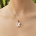 925 Sterling Silver Rose Gold Plated necklace Crystal Gemstone Rose Quartz Heart - Ai NeDefault Category