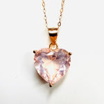 925 Sterling Silver Rose Gold Plated necklace Crystal Gemstone Rose Quartz Heart - Ai NeDefault Category