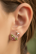 925 Sterling Silver Rose Gold Plated Tourmaline Butterfly Crystal Earring | Balance Protection Grounding - Ai NeDefault Category
