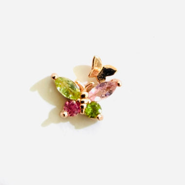 925 Sterling Silver Rose Gold Plated Tourmaline Butterfly Crystal Earring | Balance Protection Grounding - Ai NeDefault Category