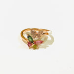 925 Sterling Silver Rose Gold Plated Tourmaline Crystal Butterfly Ring - Ai NeDefault Category