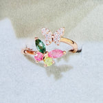 925 Sterling Silver Rose Gold Plated Tourmaline Crystal Butterfly Ring - Ai NeDefault Category