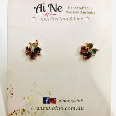 925 Sterling Silver Rose Gold Plated Tourmaline Crystal Earring | Balance Protection Grounding - Ai NeDefault Category