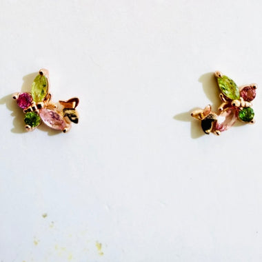 925 Sterling Silver Rose Gold Plated Tourmaline Crystal Earring | Balance Protection Grounding - Ai NeDefault Category
