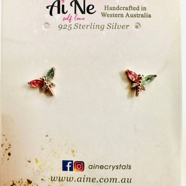 925 Sterling Silver Rose Gold Plated Tourmaline Crystal Earring | Balance Protection Grounding - Ai NeDefault Category