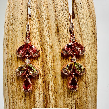925 Sterling Silver Rose Gold Plated Tourmaline Crystal Earring | Balance Protection Grounding - Ai NeDefault Category