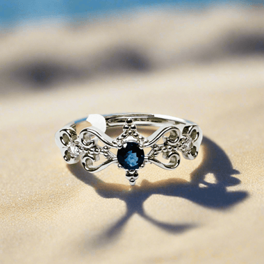 925 Sterling Silver Round Sapphire Crystal Ring - Ai NeJewellery