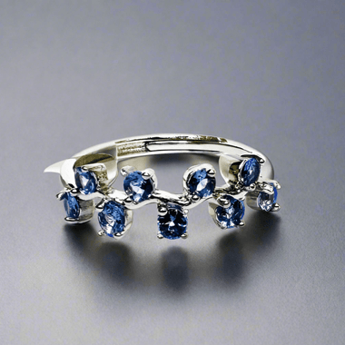 925 Sterling Silver Round Shaped Authentic Tanzanite Crystal Ring | Spiritual Awareness Intuition Transformation - Ai NeDefault Category