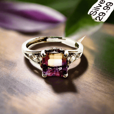925 Sterling silver Square Authentic Ametrine Crystal Ring | Peace Protection and Spiritual Clarity - Ai NeDefault Category
