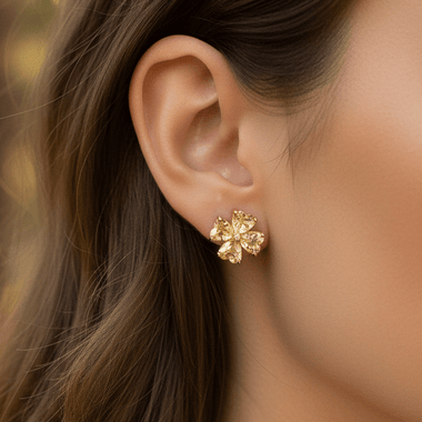 925 Sterling Silver Stud Earrings Crystals Citrine - Ai NeDefault Category