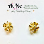 925 Sterling Silver Stud Earrings Crystals Citrine - Ai NeDefault Category